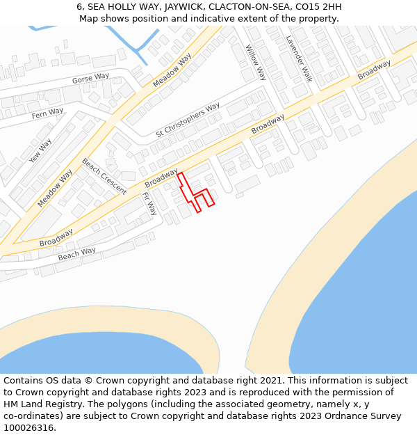 6, SEA HOLLY WAY, JAYWICK, CLACTON-ON-SEA, CO15 2HH: Location map and indicative extent of plot