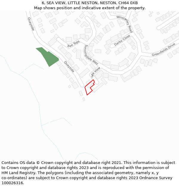 6, SEA VIEW, LITTLE NESTON, NESTON, CH64 0XB: Location map and indicative extent of plot