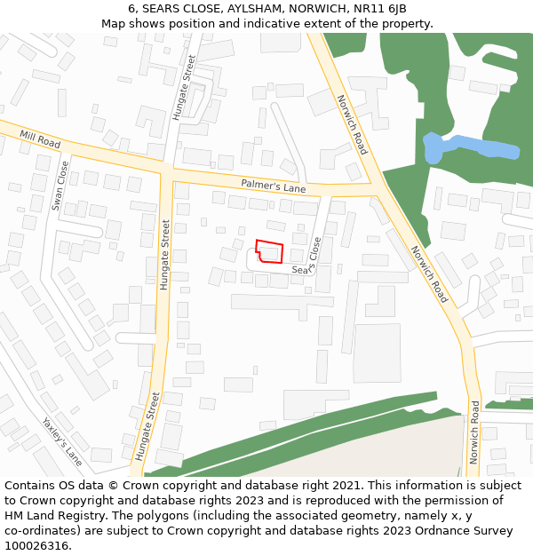 6, SEARS CLOSE, AYLSHAM, NORWICH, NR11 6JB: Location map and indicative extent of plot