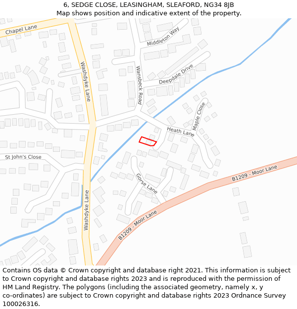 6, SEDGE CLOSE, LEASINGHAM, SLEAFORD, NG34 8JB: Location map and indicative extent of plot