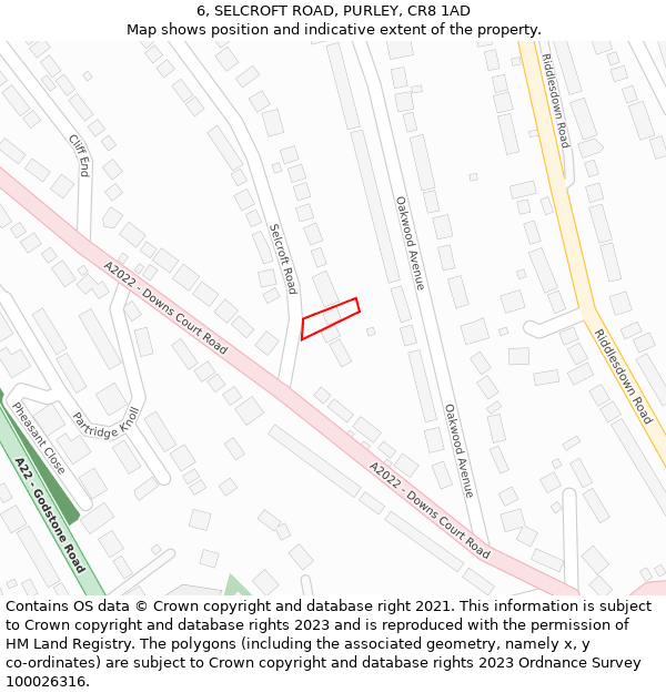 6, SELCROFT ROAD, PURLEY, CR8 1AD: Location map and indicative extent of plot