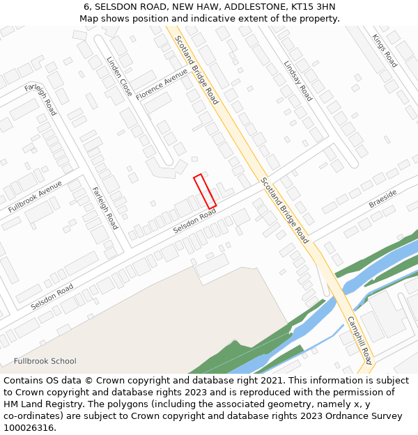 6, SELSDON ROAD, NEW HAW, ADDLESTONE, KT15 3HN: Location map and indicative extent of plot