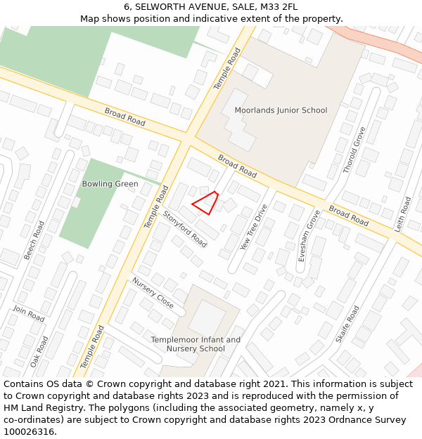 6, SELWORTH AVENUE, SALE, M33 2FL: Location map and indicative extent of plot