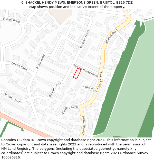 6, SHACKEL HENDY MEWS, EMERSONS GREEN, BRISTOL, BS16 7DZ: Location map and indicative extent of plot