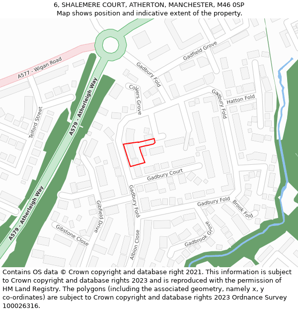 6, SHALEMERE COURT, ATHERTON, MANCHESTER, M46 0SP: Location map and indicative extent of plot