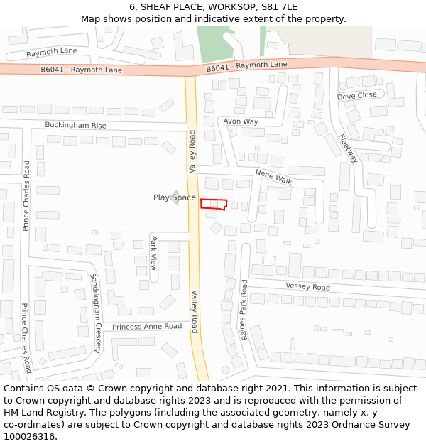 6, SHEAF PLACE, WORKSOP, S81 7LE: Location map and indicative extent of plot