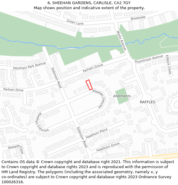 6, SHEEHAN GARDENS, CARLISLE, CA2 7GY: Location map and indicative extent of plot