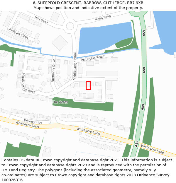 6, SHEEPFOLD CRESCENT, BARROW, CLITHEROE, BB7 9XR: Location map and indicative extent of plot