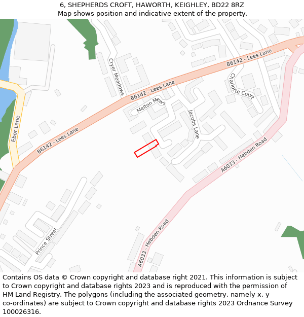 6, SHEPHERDS CROFT, HAWORTH, KEIGHLEY, BD22 8RZ: Location map and indicative extent of plot