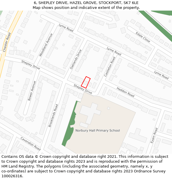 6, SHEPLEY DRIVE, HAZEL GROVE, STOCKPORT, SK7 6LE: Location map and indicative extent of plot