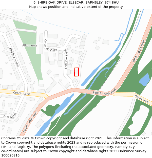 6, SHIRE OAK DRIVE, ELSECAR, BARNSLEY, S74 8HU: Location map and indicative extent of plot