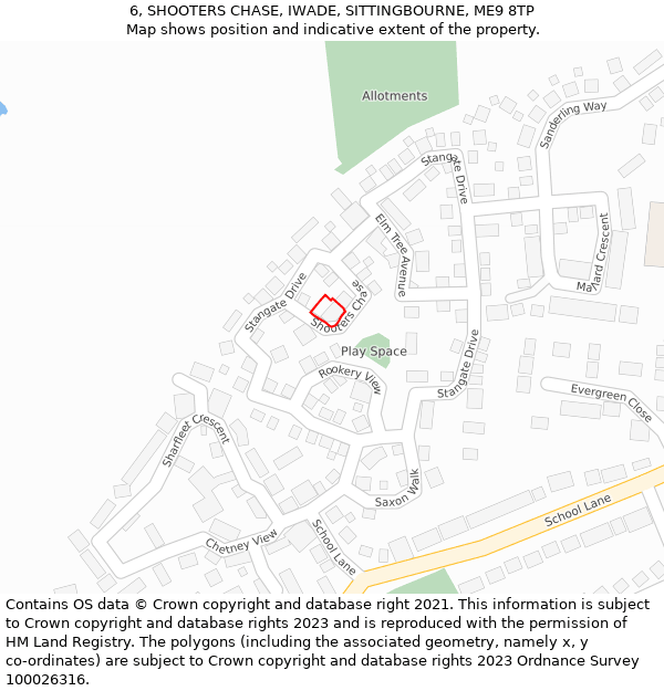 6, SHOOTERS CHASE, IWADE, SITTINGBOURNE, ME9 8TP: Location map and indicative extent of plot