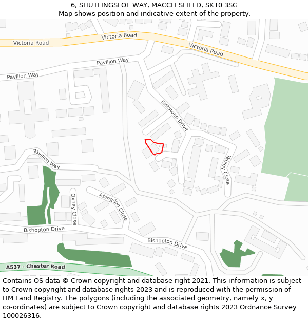 6, SHUTLINGSLOE WAY, MACCLESFIELD, SK10 3SG: Location map and indicative extent of plot
