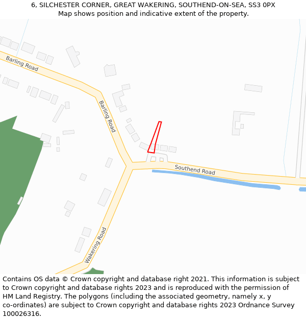 6, SILCHESTER CORNER, GREAT WAKERING, SOUTHEND-ON-SEA, SS3 0PX: Location map and indicative extent of plot