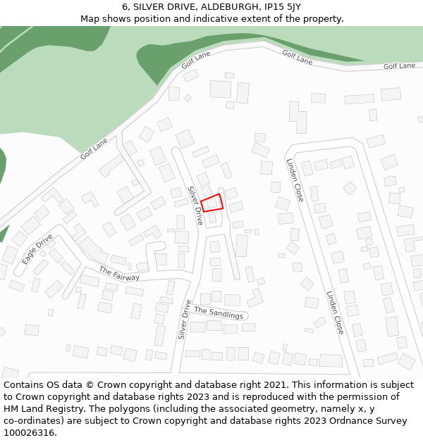 6, SILVER DRIVE, ALDEBURGH, IP15 5JY: Location map and indicative extent of plot