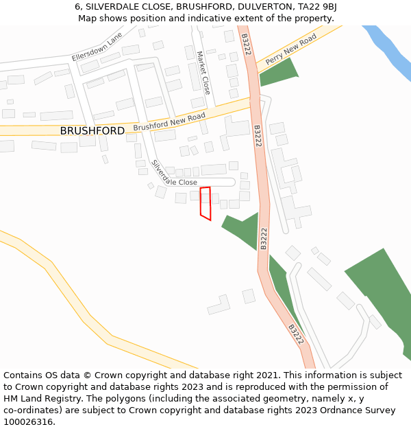 6, SILVERDALE CLOSE, BRUSHFORD, DULVERTON, TA22 9BJ: Location map and indicative extent of plot