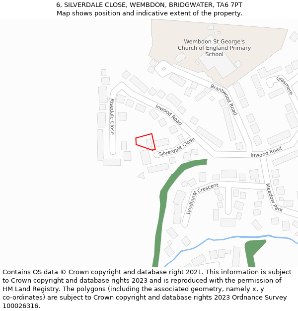 6, SILVERDALE CLOSE, WEMBDON, BRIDGWATER, TA6 7PT: Location map and indicative extent of plot