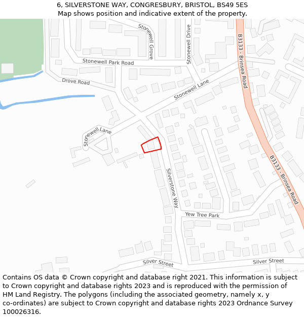 6, SILVERSTONE WAY, CONGRESBURY, BRISTOL, BS49 5ES: Location map and indicative extent of plot