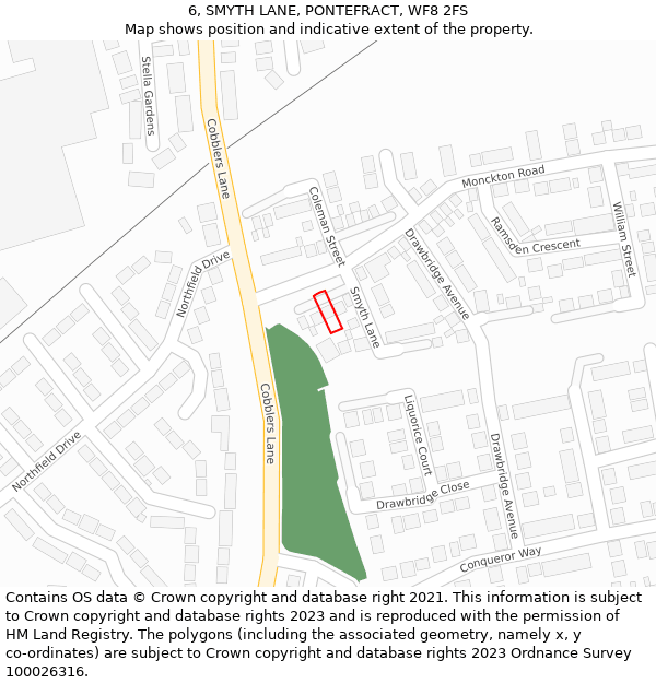 6, SMYTH LANE, PONTEFRACT, WF8 2FS: Location map and indicative extent of plot