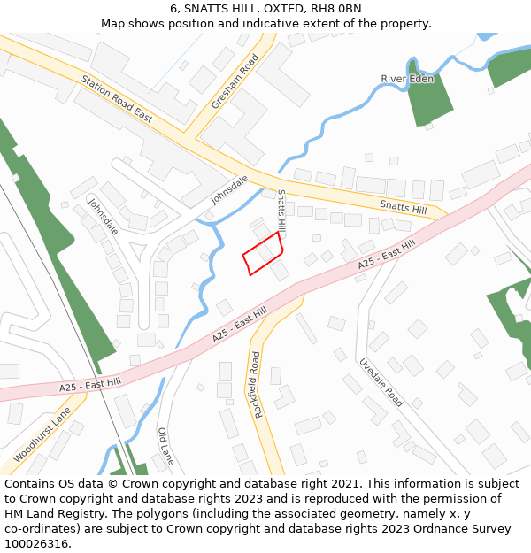 6, SNATTS HILL, OXTED, RH8 0BN: Location map and indicative extent of plot