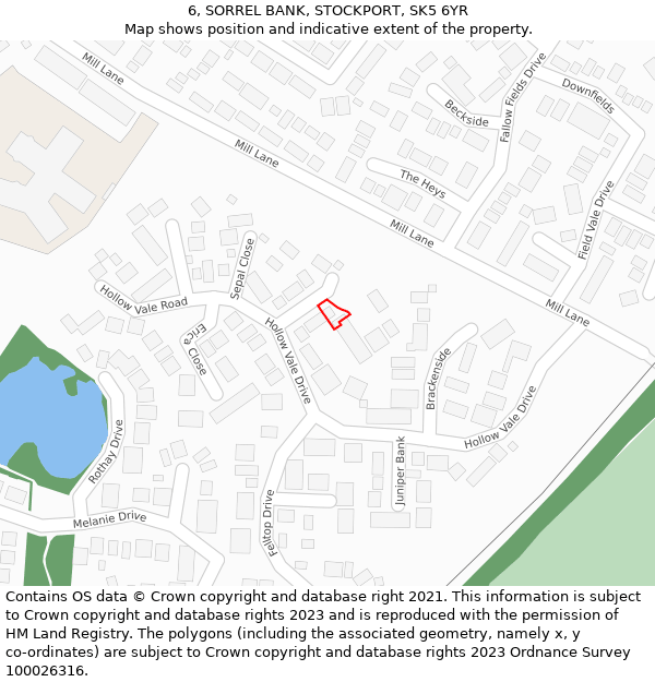 6, SORREL BANK, STOCKPORT, SK5 6YR: Location map and indicative extent of plot