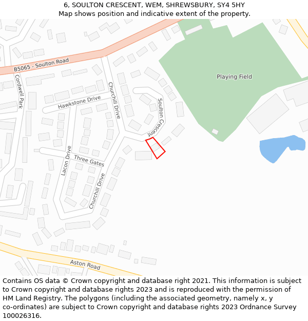 6, SOULTON CRESCENT, WEM, SHREWSBURY, SY4 5HY: Location map and indicative extent of plot