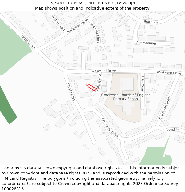 6, SOUTH GROVE, PILL, BRISTOL, BS20 0JN: Location map and indicative extent of plot