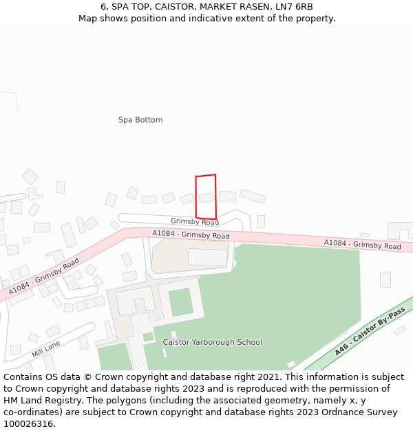 6, SPA TOP, CAISTOR, MARKET RASEN, LN7 6RB: Location map and indicative extent of plot