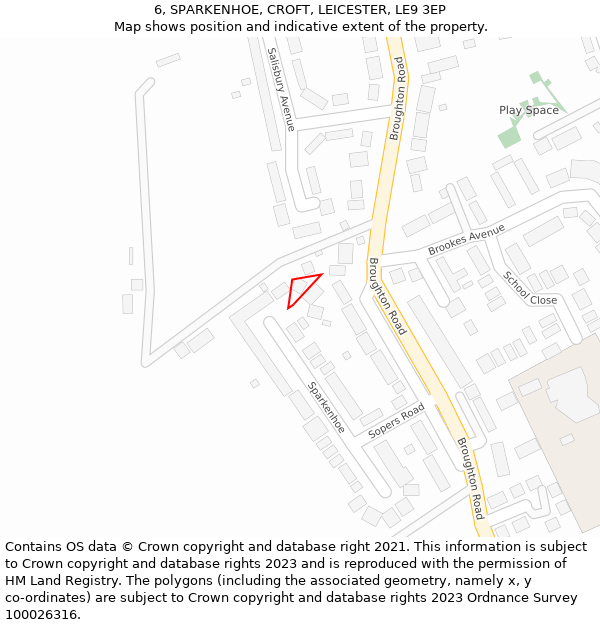 6, SPARKENHOE, CROFT, LEICESTER, LE9 3EP: Location map and indicative extent of plot