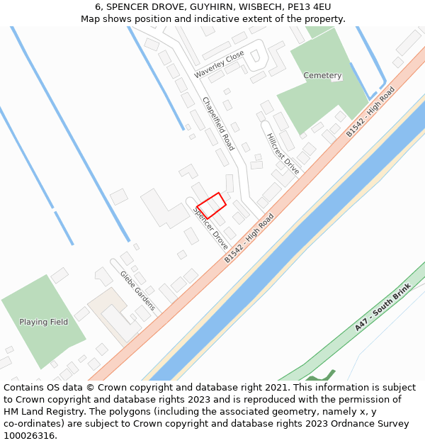 6, SPENCER DROVE, GUYHIRN, WISBECH, PE13 4EU: Location map and indicative extent of plot