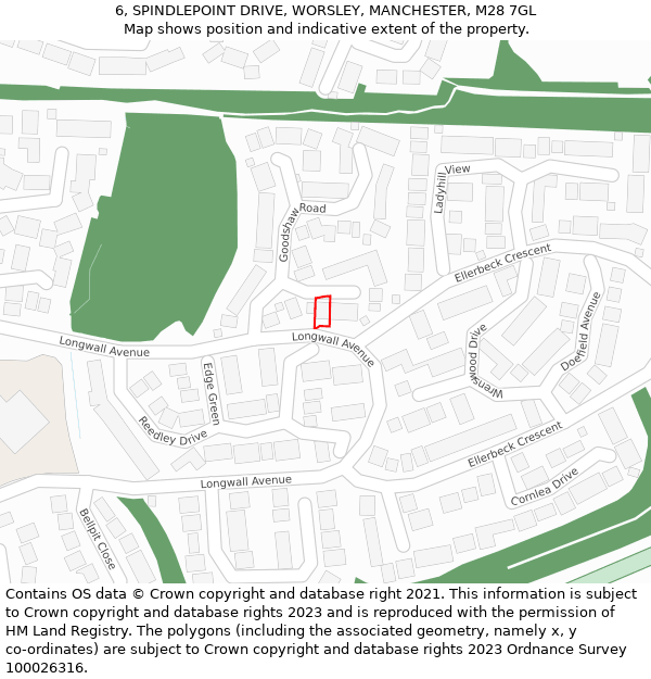 6, SPINDLEPOINT DRIVE, WORSLEY, MANCHESTER, M28 7GL: Location map and indicative extent of plot