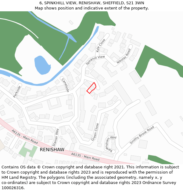 6, SPINKHILL VIEW, RENISHAW, SHEFFIELD, S21 3WN: Location map and indicative extent of plot