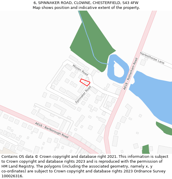 6, SPINNAKER ROAD, CLOWNE, CHESTERFIELD, S43 4FW: Location map and indicative extent of plot