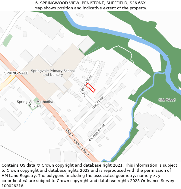 6, SPRINGWOOD VIEW, PENISTONE, SHEFFIELD, S36 6SX: Location map and indicative extent of plot