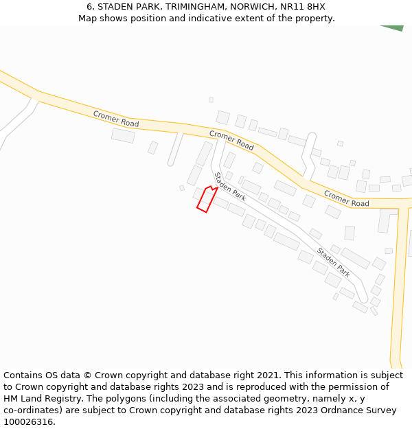 6, STADEN PARK, TRIMINGHAM, NORWICH, NR11 8HX: Location map and indicative extent of plot