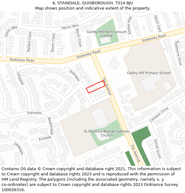 6, STAINDALE, GUISBOROUGH, TS14 8JU: Location map and indicative extent of plot