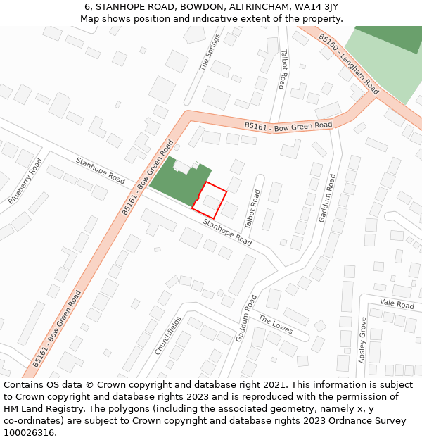 6, STANHOPE ROAD, BOWDON, ALTRINCHAM, WA14 3JY: Location map and indicative extent of plot