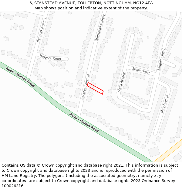 6, STANSTEAD AVENUE, TOLLERTON, NOTTINGHAM, NG12 4EA: Location map and indicative extent of plot