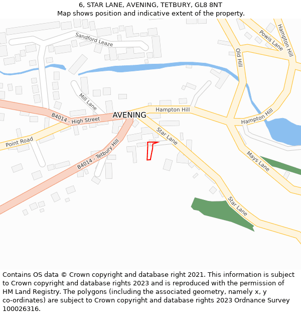 6, STAR LANE, AVENING, TETBURY, GL8 8NT: Location map and indicative extent of plot