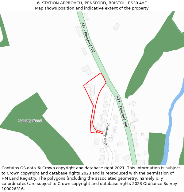 6, STATION APPROACH, PENSFORD, BRISTOL, BS39 4AE: Location map and indicative extent of plot