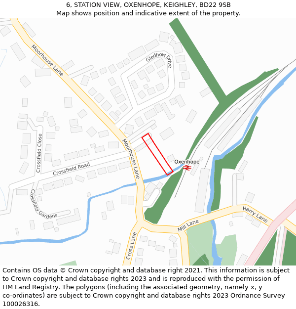 6, STATION VIEW, OXENHOPE, KEIGHLEY, BD22 9SB: Location map and indicative extent of plot