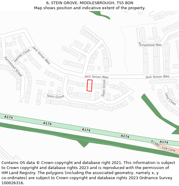 6, STEIN GROVE, MIDDLESBROUGH, TS5 8DN: Location map and indicative extent of plot