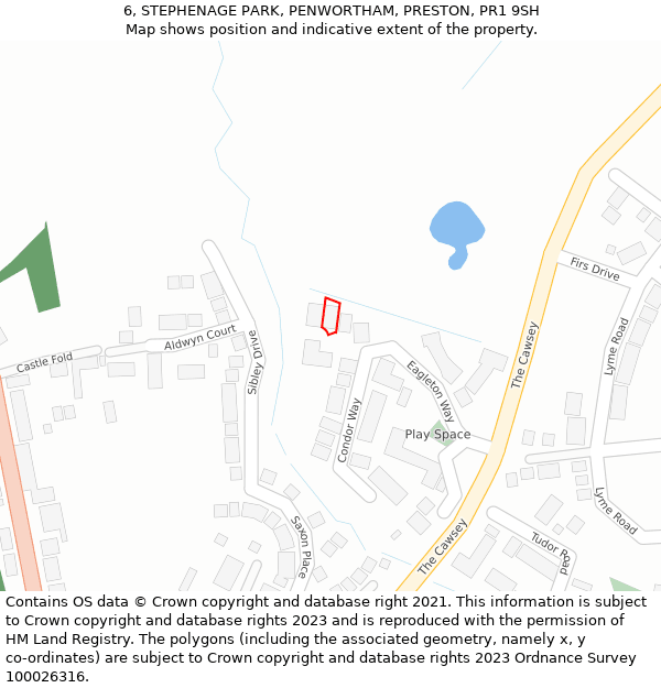 6, STEPHENAGE PARK, PENWORTHAM, PRESTON, PR1 9SH: Location map and indicative extent of plot