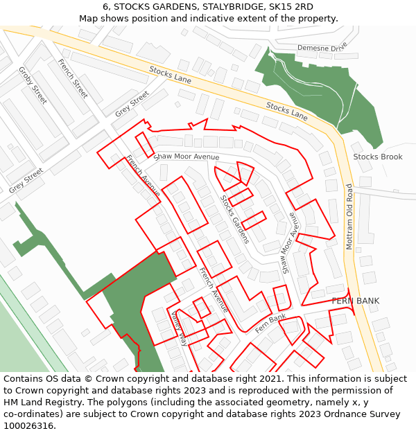 6, STOCKS GARDENS, STALYBRIDGE, SK15 2RD: Location map and indicative extent of plot
