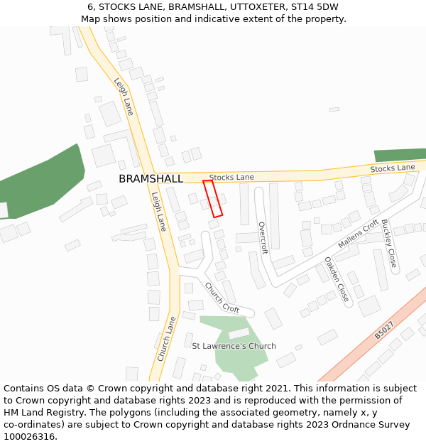 6, STOCKS LANE, BRAMSHALL, UTTOXETER, ST14 5DW: Location map and indicative extent of plot