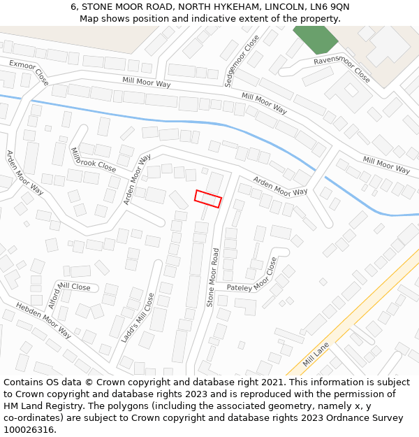 6, STONE MOOR ROAD, NORTH HYKEHAM, LINCOLN, LN6 9QN: Location map and indicative extent of plot