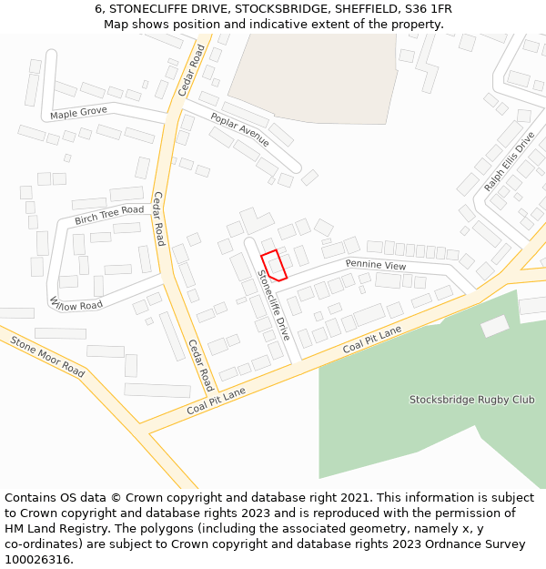 6, STONECLIFFE DRIVE, STOCKSBRIDGE, SHEFFIELD, S36 1FR: Location map and indicative extent of plot