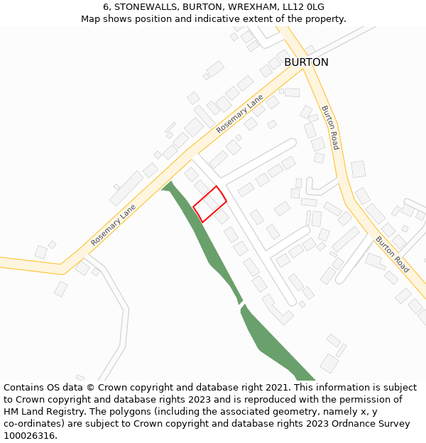 6, STONEWALLS, BURTON, WREXHAM, LL12 0LG: Location map and indicative extent of plot