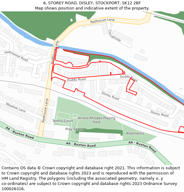 6, STOREY ROAD, DISLEY, STOCKPORT, SK12 2BF: Location map and indicative extent of plot