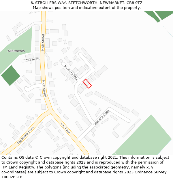 6, STROLLERS WAY, STETCHWORTH, NEWMARKET, CB8 9TZ: Location map and indicative extent of plot